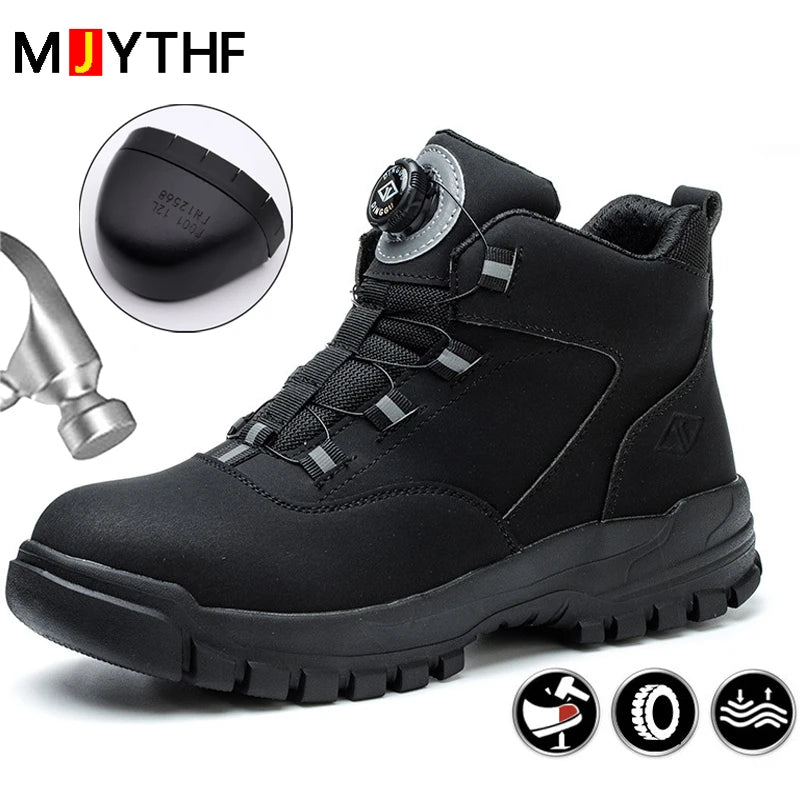 2024 Rotating Buttons Safety Shoes Men Waterproof Work Boots
