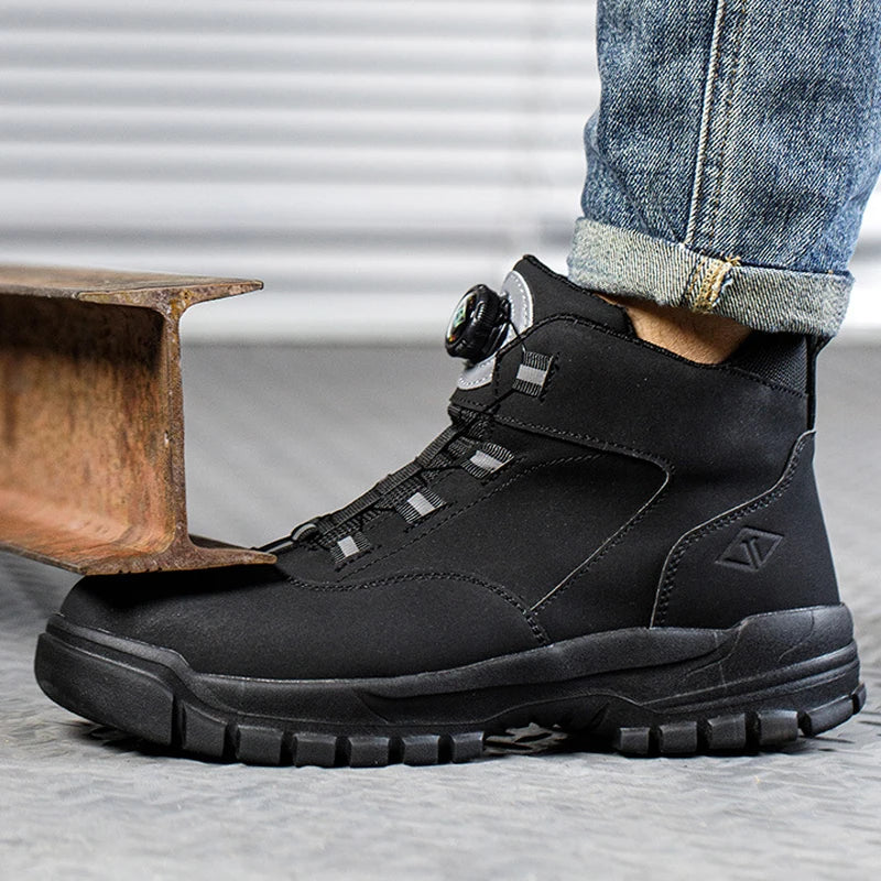 2024 Rotating Buttons Safety Shoes Men Waterproof Work Boots