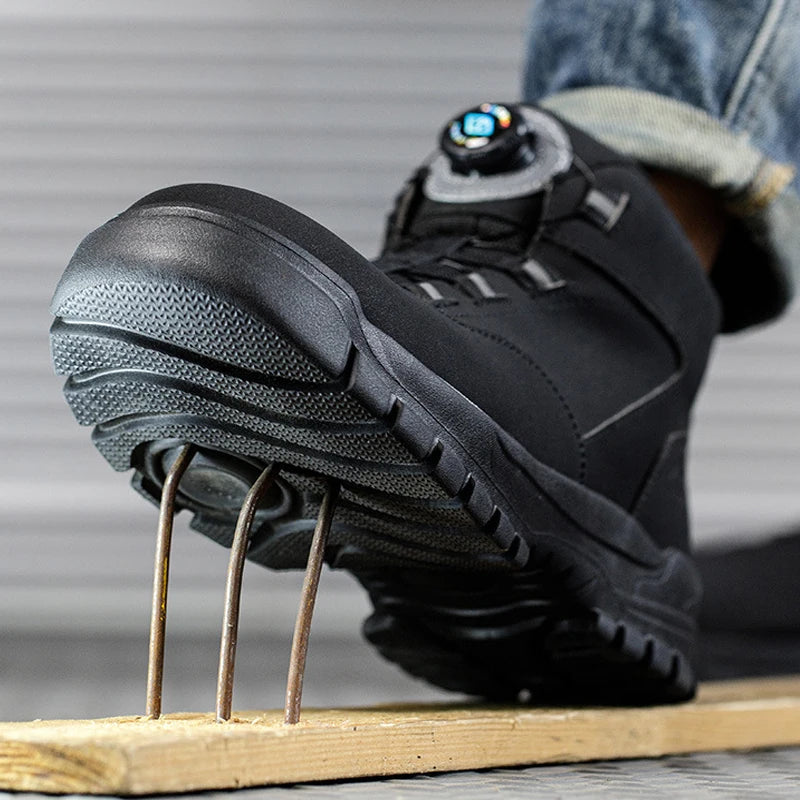 2024 Rotating Buttons Safety Shoes Men Waterproof Work Boots