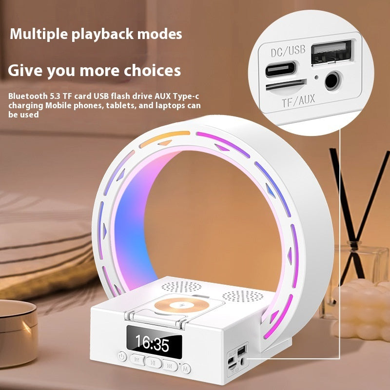 Wireless Bluetooth Speaker Charging Pad Lamp Alarm Clock Wake-Up Light