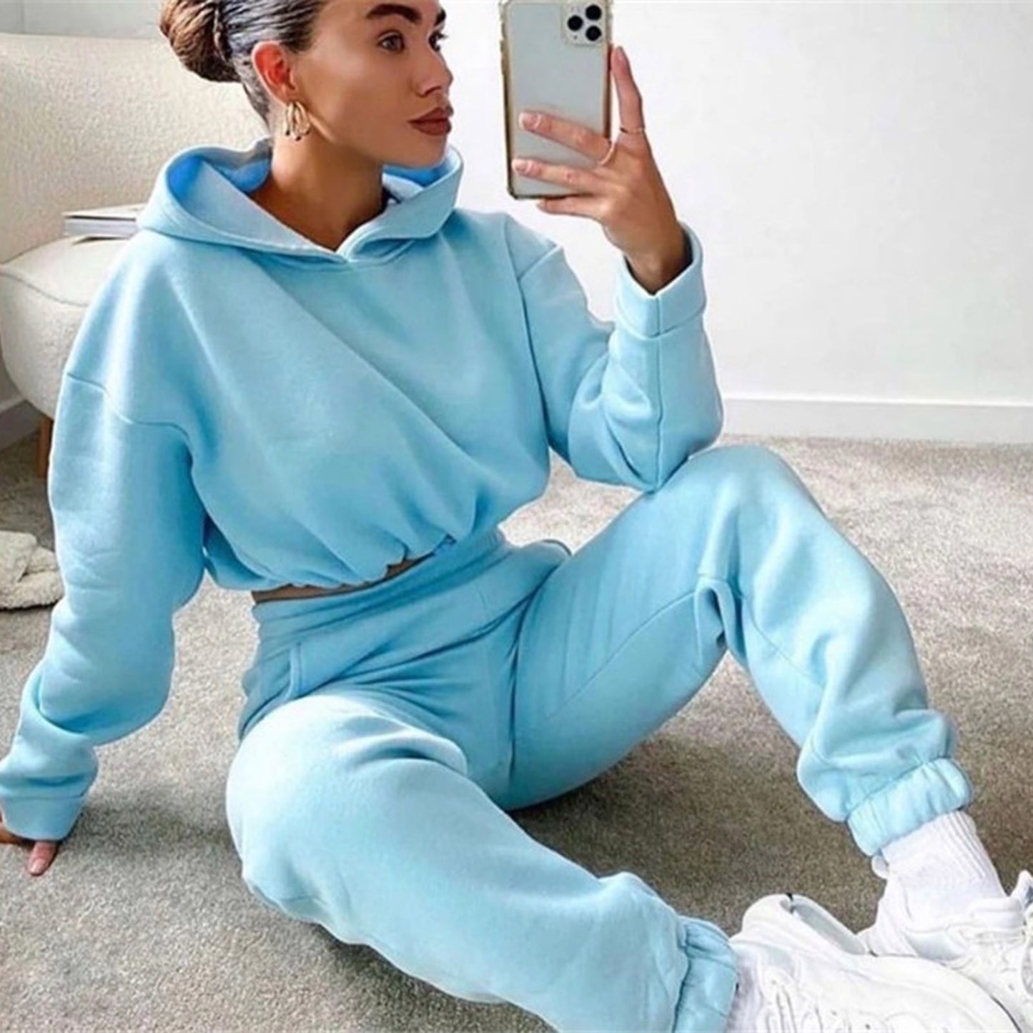 Jogging Suits For Women 2 Piece Sweatsuits Tracksuits Sexy Long Sleeve Hoodie Casual Sportswear