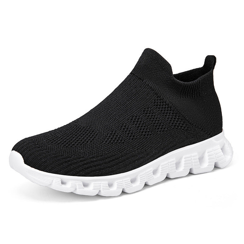 Casual Solid Color Flying Woven Sports Shoes Men And Women Sneakers