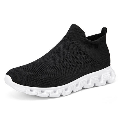 Casual Solid Color Flying Woven Sports Shoes Men And Women Sneakers