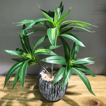 35CM 3 Fork Artificial Desktop Fake Plants Green Plastic Palm Tree Bunch Flower Material Office Living Room Christmas Home Decor