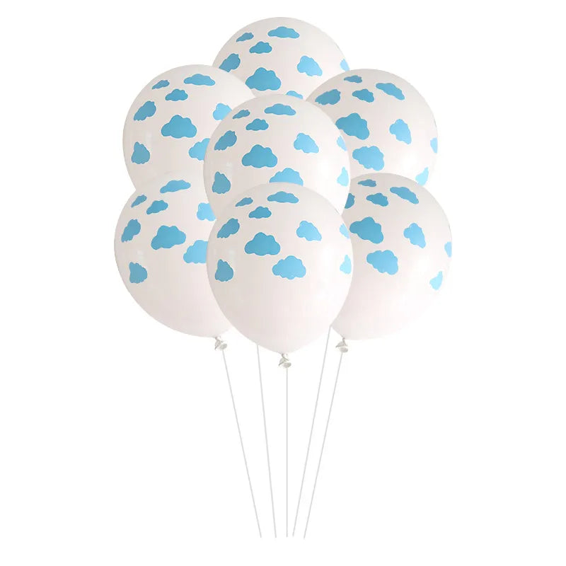 Blue White Cloud Balloons Birthday Party Supplies Air Globo's