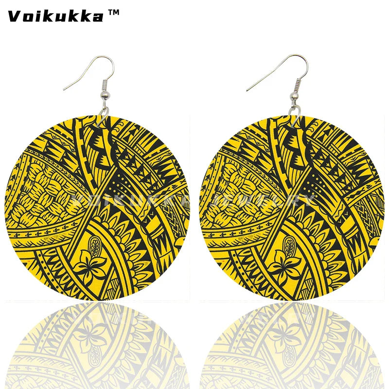 Voikukka Jewelry 6 CM Circle Hawaii Polynesian Pattern Bohemian Both Sides Printing