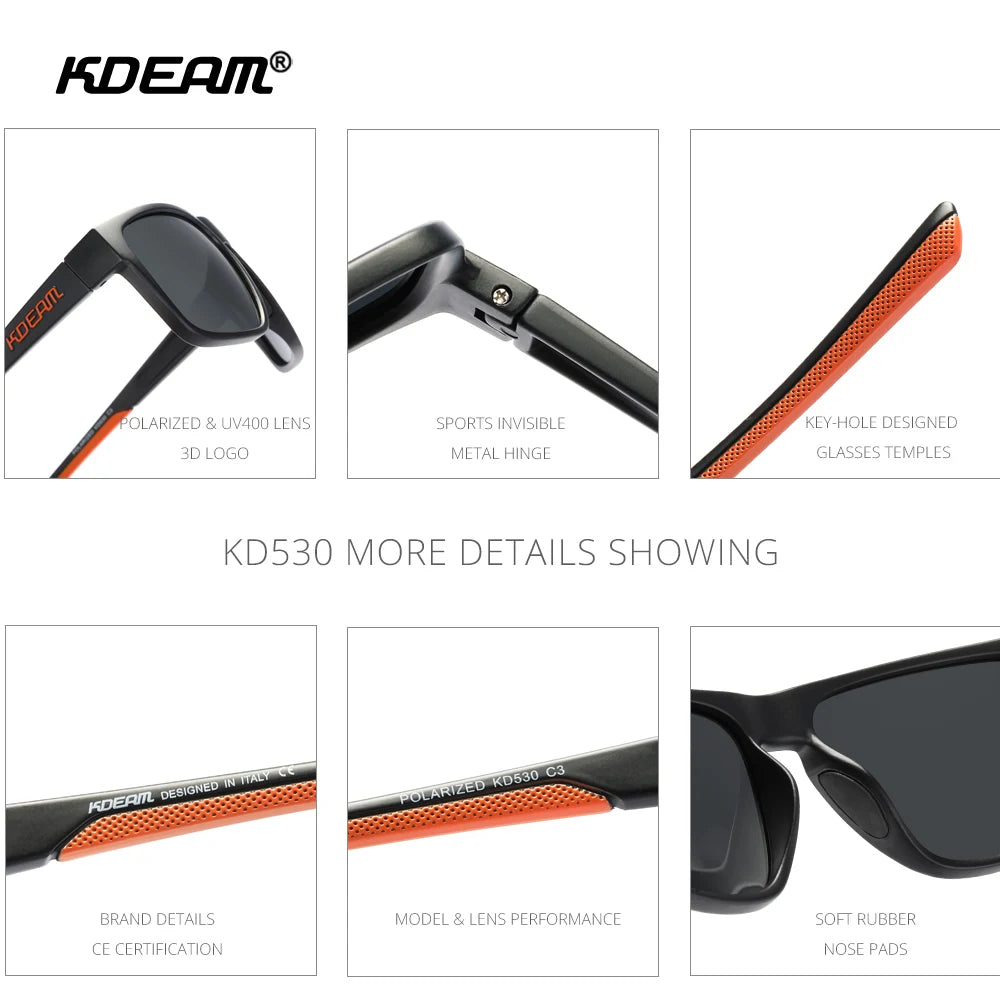 KDEAM Photochromic And Polarized Unisex Sunglasses Square UV400 Shades