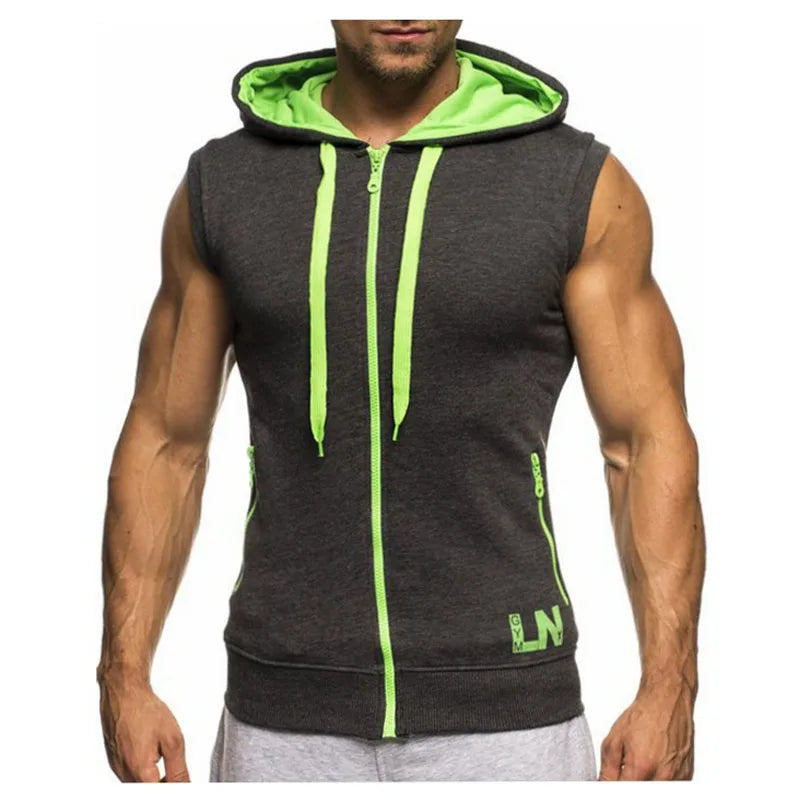 Summer Men Sleeveless Tank Tops Bodybuilding Hoodie