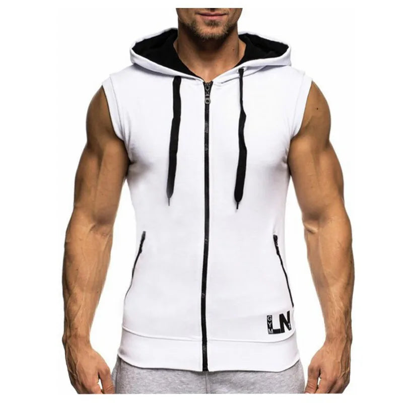 Summer Men Sleeveless Tank Tops Bodybuilding Hoodie