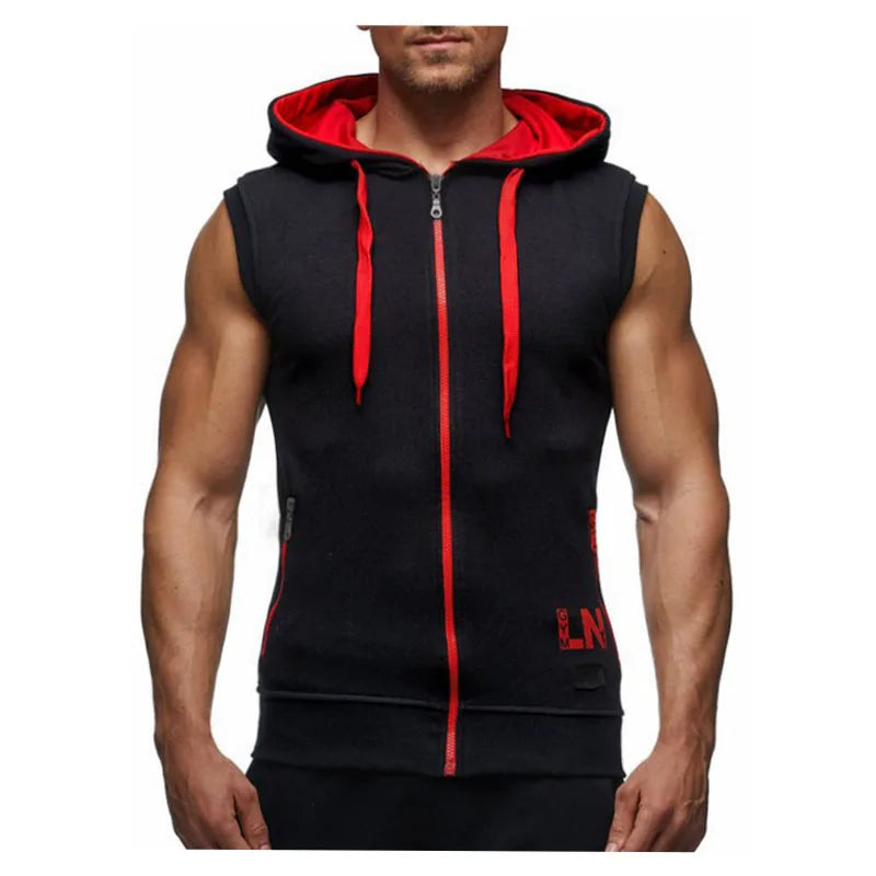 Summer Men Sleeveless Tank Tops Bodybuilding Hoodie