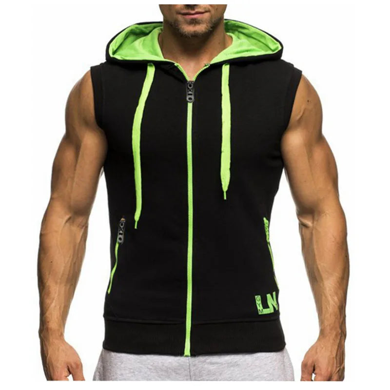 Summer Men Sleeveless Tank Tops Bodybuilding Hoodie