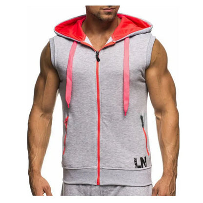 Summer Men Sleeveless Tank Tops Bodybuilding Hoodie