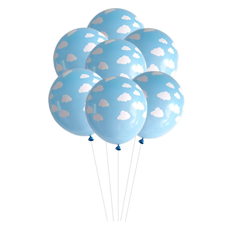 Blue White Cloud Balloons Birthday Party Supplies Air Globo's