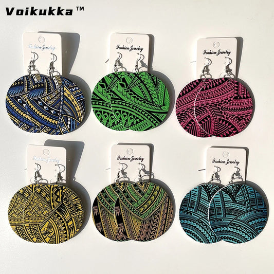 Voikukka Jewelry 6 CM Circle Hawaii Polynesian Pattern Bohemian Both Sides Printing