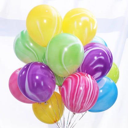 30pcs 12inch Agate Balloons with Confetti Balloon Metal Latex Balloon