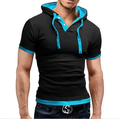 Men's T Shirt 2024 Summer Slim Fitness Hooded Short-Sleeved