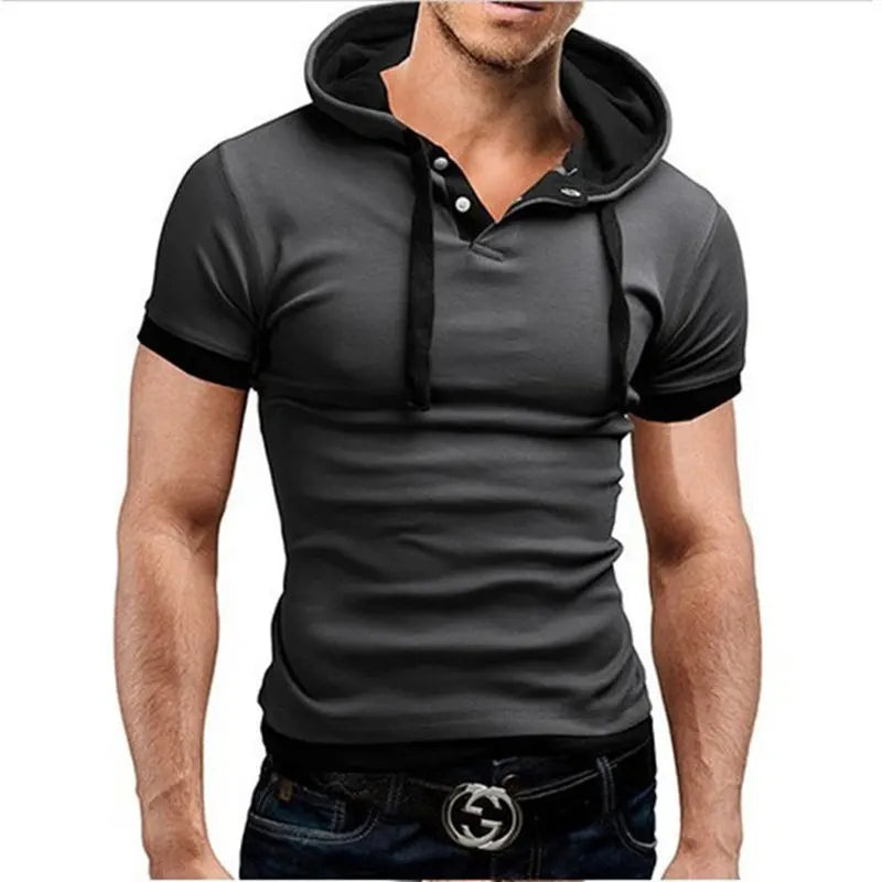 Men's T Shirt 2024 Summer Slim Fitness Hooded Short-Sleeved