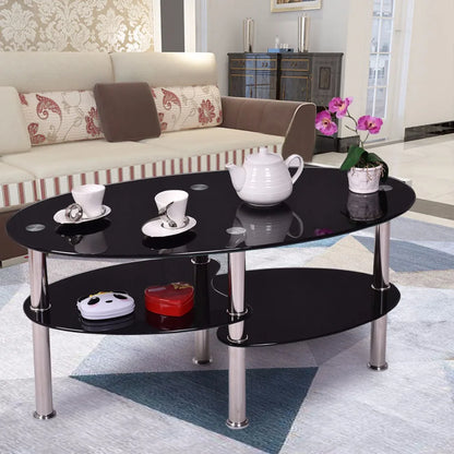 Living Room Clear Black Modern Coffee Table