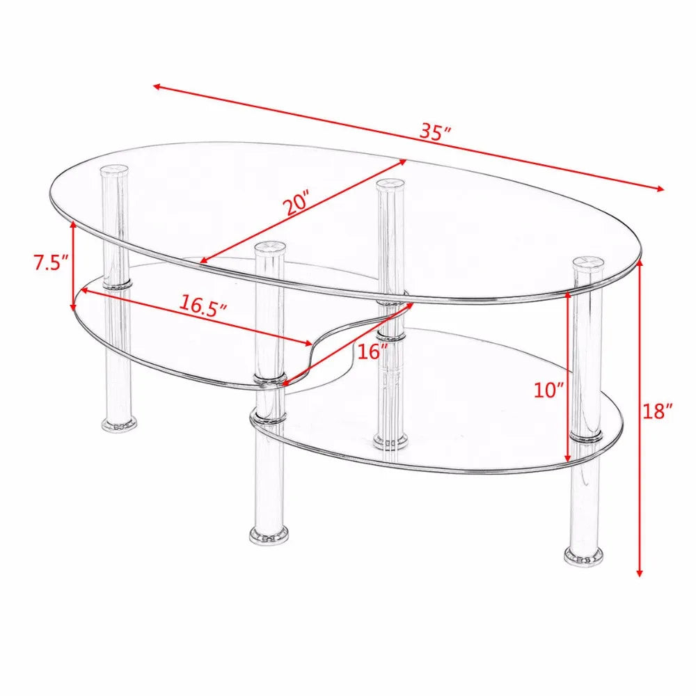 Living Room Clear Black Modern Coffee Table