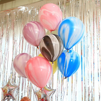 30pcs 12inch Agate Balloons with Confetti Balloon Metal Latex Balloon