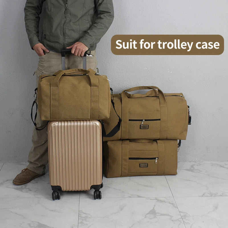 Unisex Soft Canvas Handbag Travel Bag Large Capacity Duffle Bag Suit For Trolley Case Storage Cloth Tool Luggage Tote Bag XA583F