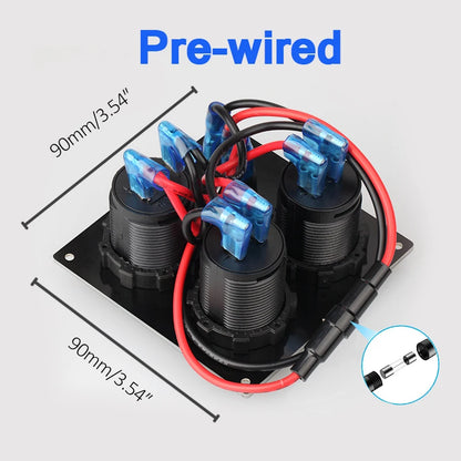 45W Car Charger Switch Panel