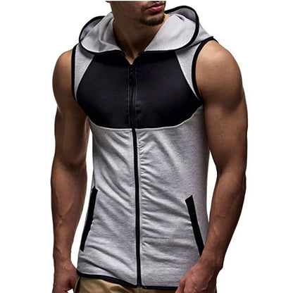 Summer Men Sleeveless Tank Tops Bodybuilding Hoodie