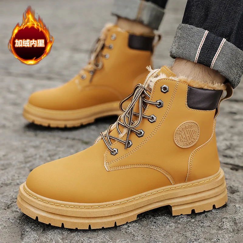 Shoes Men's Boots Martens Leather Winter Warm Shoes Cool Motorcycle Men Ankle Boots Autumn Oxfords Casual Shoes Men Zapatillas