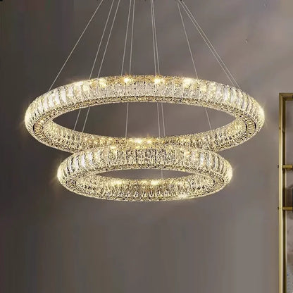 Round Ring Crystal Chandelier Modern Luxury Living Room Lamp Designer Round Crystal Hanging Lamp Restaurant Lighting Fixtures