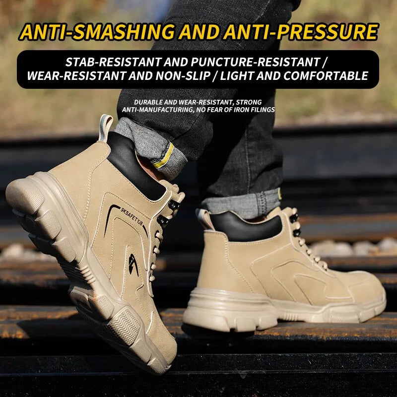 Work Safety Shoes Men Safety Boots Anti-smash