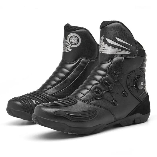 Retro Black Enduro Motorcycle Boot Leather Motorcyclist Boot Riding Shoes Motocross Biker Boots Vintage Motorboats