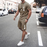 3D Poker Pattern Print Leisure Men's T-shirt Set Sportswear Male Oversized Clothing Tees Shorts Suit For Man Summer Hawaii Beach