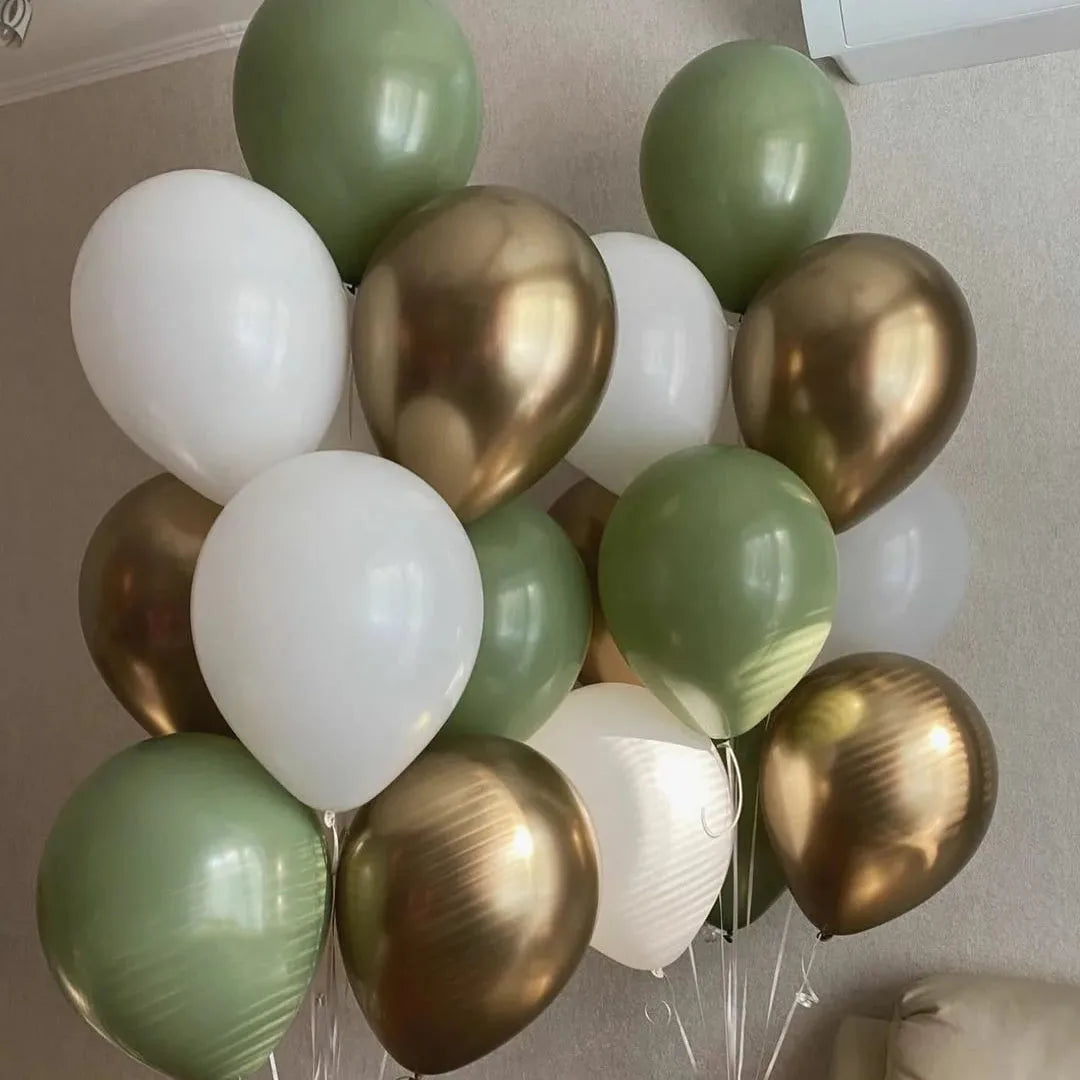 15pcs Retro Olive Green Chrome Gold