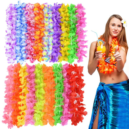 5/10Pc Hawaii Party Leis Flower Wreath Garland Hawaiian Necklace Hawai Floral Wedding Birthday Party Supplies Garland Decoration