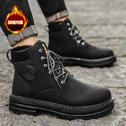 Shoes Men's Boots Martens Leather Winter Warm Shoes Cool Motorcycle Men Ankle Boots Autumn Oxfords Casual Shoes Men Zapatillas