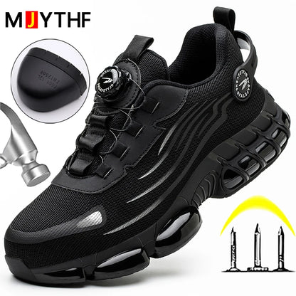 Rotating Button New Safety Sneakers Shoes Men Anti-smash Anti-puncture Work Shoes