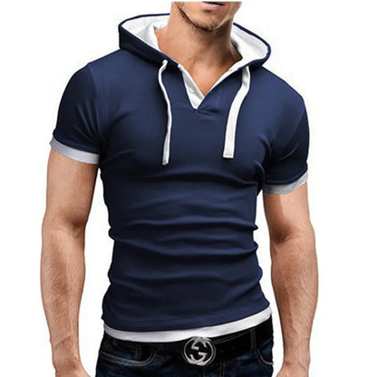 Men's T Shirt 2024 Summer Slim Fitness Hooded Short-Sleeved