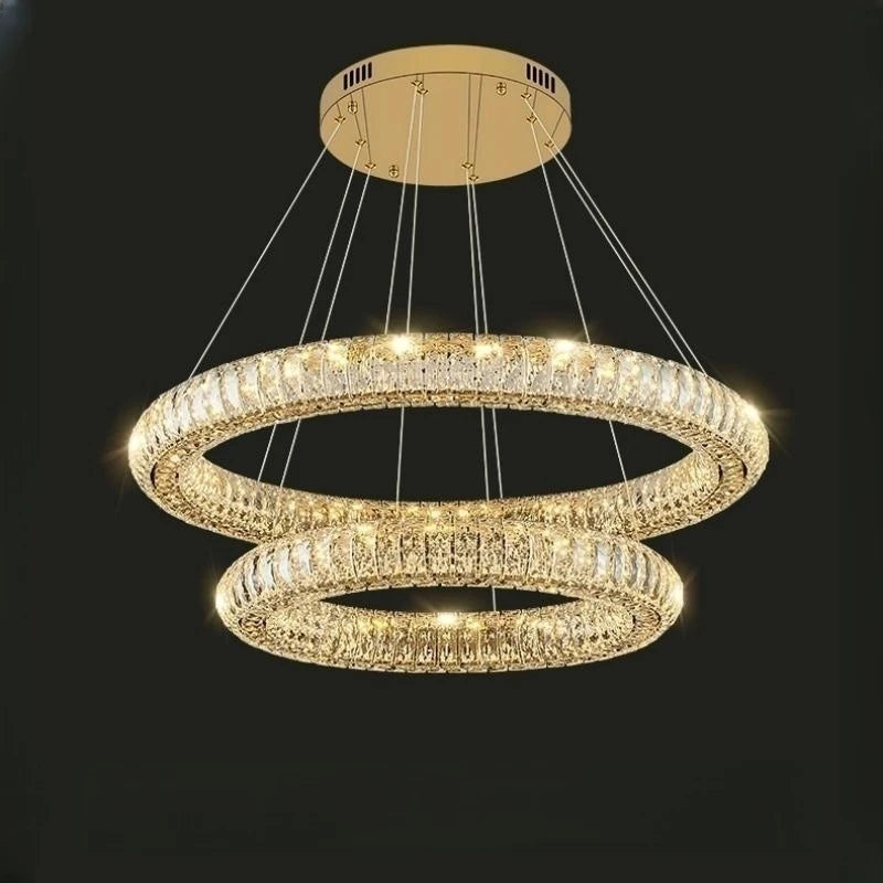 Round Ring Crystal Chandelier Modern Luxury Living Room Lamp Designer Round Crystal Hanging Lamp Restaurant Lighting Fixtures