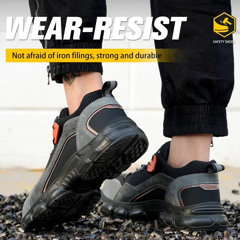 Breathable Safety Shoes Men Rotating Buttons Sneaker