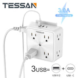 TESSAN Multi Outlet Splitter with 8 AC Outlets & 3 USB (1 USB C), Surge Protector Multi Outlet Extender for Home Office Dorm