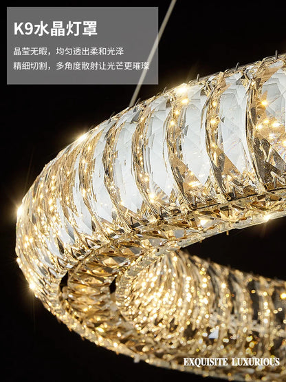 Round Ring Crystal Chandelier Modern Luxury Living Room Lamp Designer Round Crystal Hanging Lamp Restaurant Lighting Fixtures