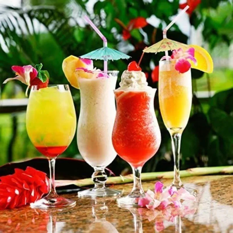 25/50pcs Flamingo Drinking Straws Tropical Umbrellas Pineapple Juice Cocktail Disposable Juice Straws