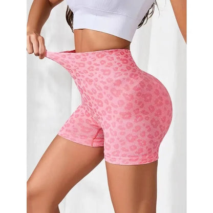 Leopard Print Shorts Women Slim Seamless Leggings High Waist Shorts