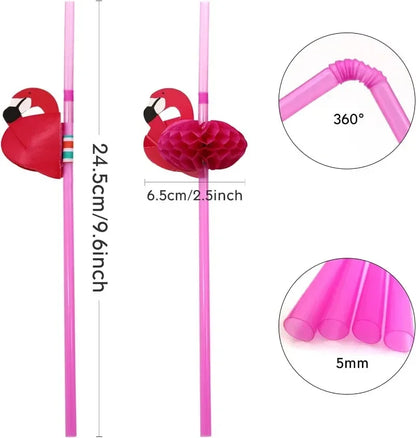 25/50pcs Flamingo Drinking Straws Tropical Umbrellas Pineapple Juice Cocktail Disposable Juice Straws