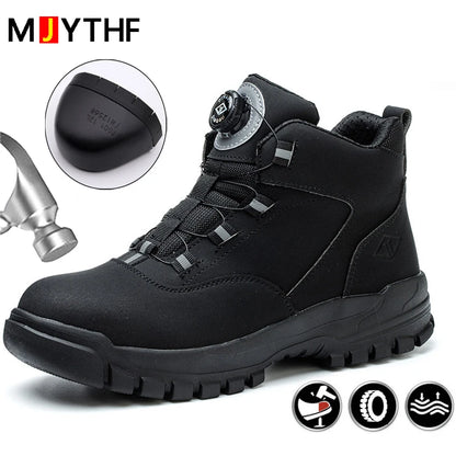 2024 Rotating Buttons Safety Shoes Men Waterproof Work Boots