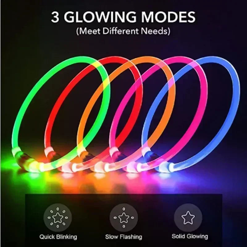 Led Dog Collar Luminous USB Cat Dog Collar 3 Modes Led Light Glowing