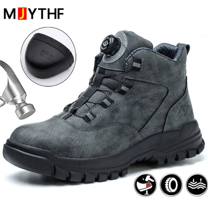 2024 Rotating Buttons Safety Shoes Men Waterproof Work Boots
