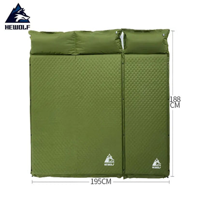 Hewolf 2+1 Spliced Outdoor Thick 5cm Automatic Inflatable Cushion Sleeping Pad Mattress