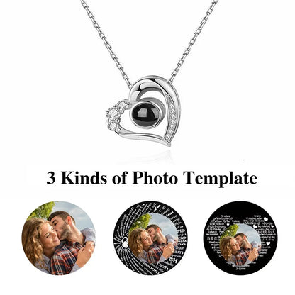 Custom Projection Necklace Personalized Picture Heart Pendant Necklace