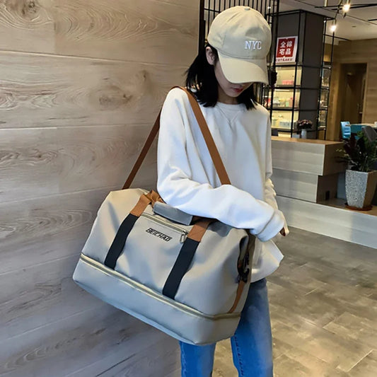 Unisex Large Capacity Travel Tote Bags Women Canvas Travel Handbag Men Sports Shoulder Bag Waterproof Travel Duffle Bag Foldable